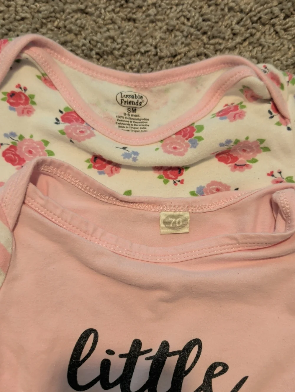 Pink 'Little Sis' and Floral Baby Baby Nightgowns Size 0-6 Months